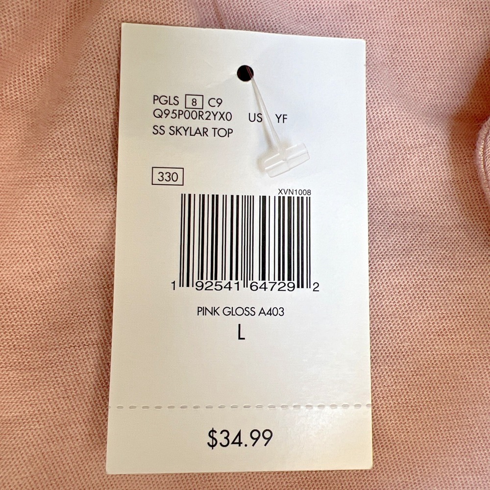 NWT Guess LA Skylar Top Women's L Blush Pink Modal Henley Roll Tab Sleeve Soft - Picture 5 of 16